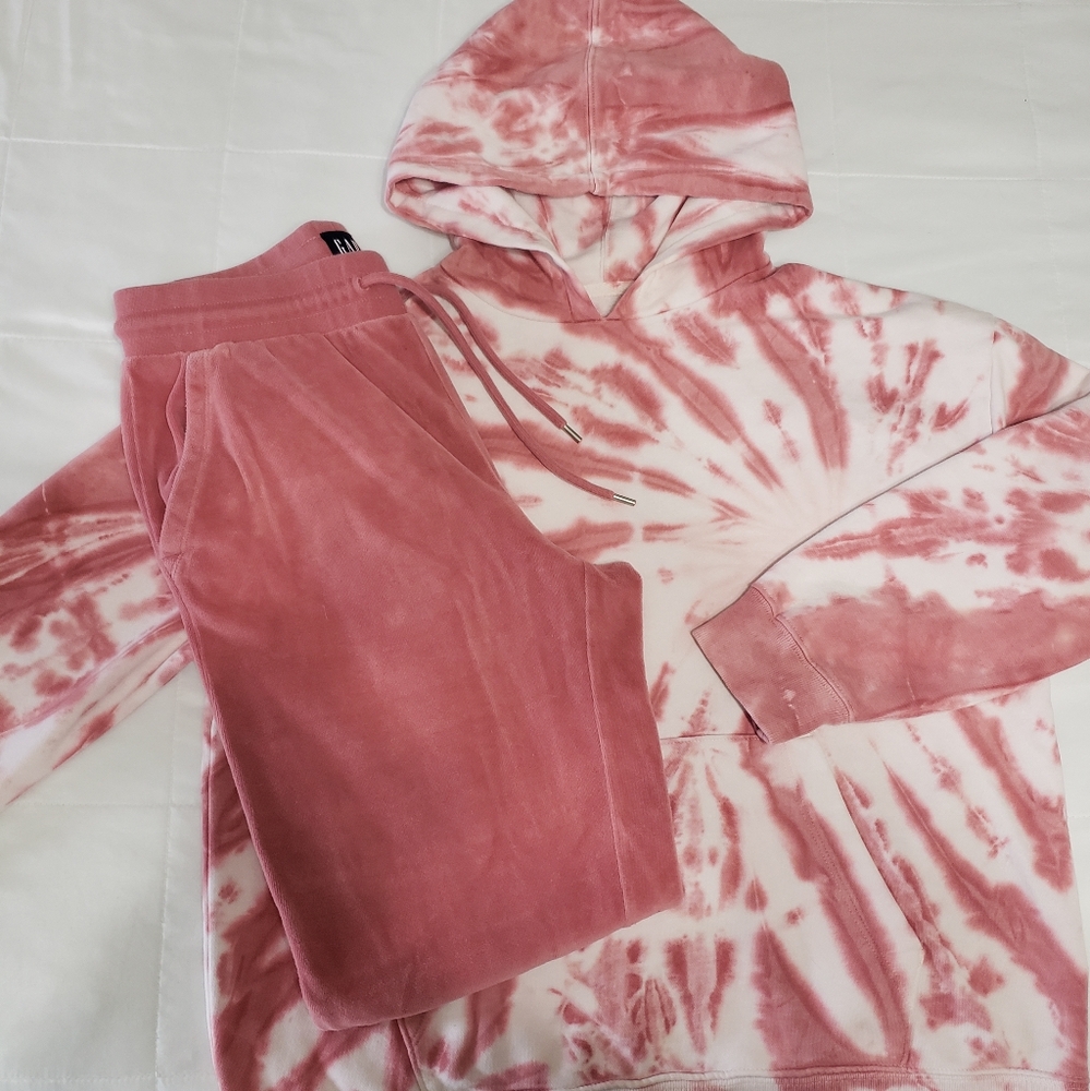 GAP Teen Mauve Cozy Velour/Tyedye Jogger Set Sz S